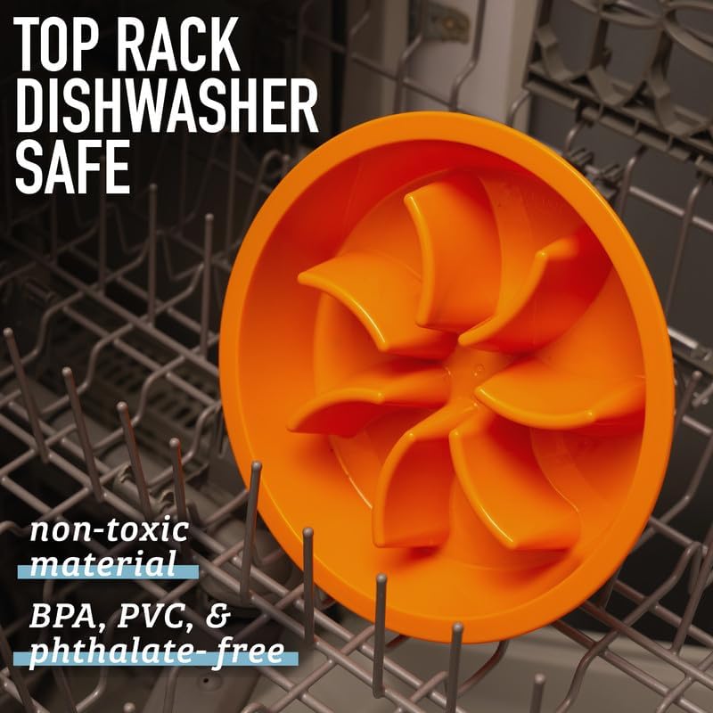 Slow Feeder Dog Bowls (2 Cup) Puzzle Dog Food Bowl - Fits into Elevated Pet Feeders - Slow Eating for Large, Medium & Small Sized Breeds - Gray