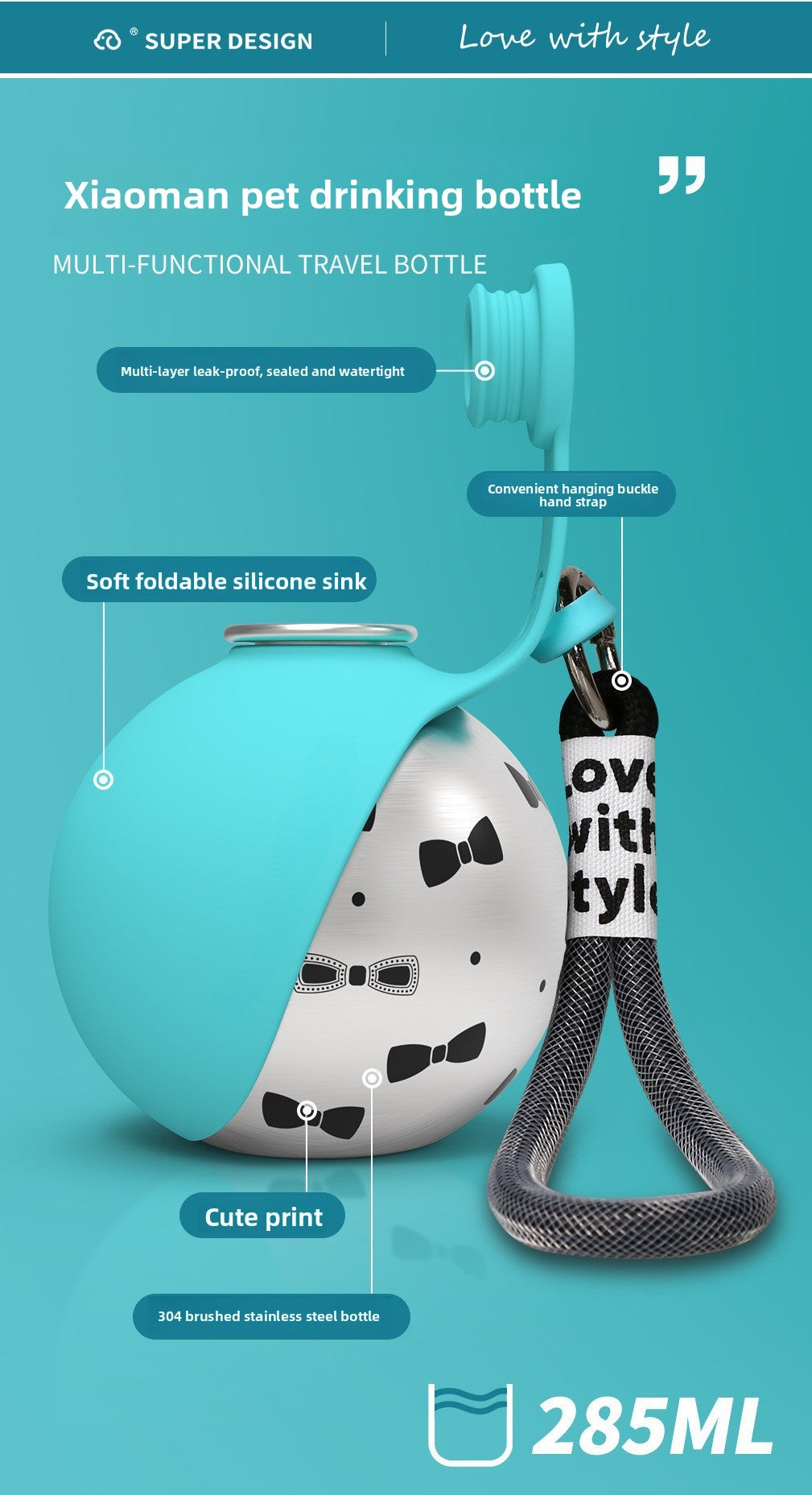 Portable Stainless Steel Pet Travel Water Bottle