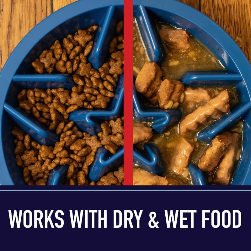 Slow Feeder Dog Bowls (2 Cup) Puzzle Dog Food Bowl - Fits into Elevated Pet Feeders - Slow Eating for Large, Medium & Small Sized Breeds - Gray