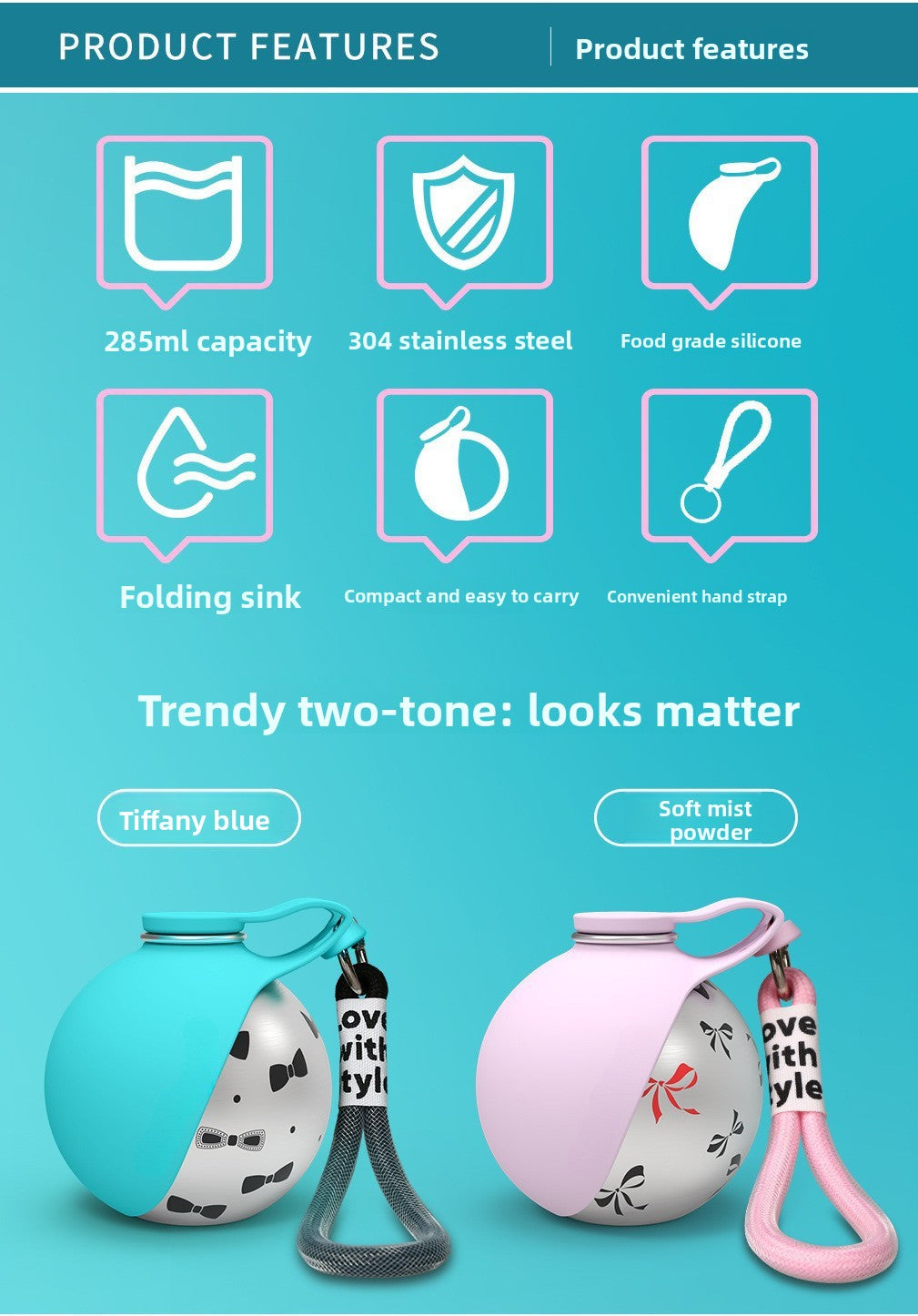 Portable Stainless Steel Pet Travel Water Bottle