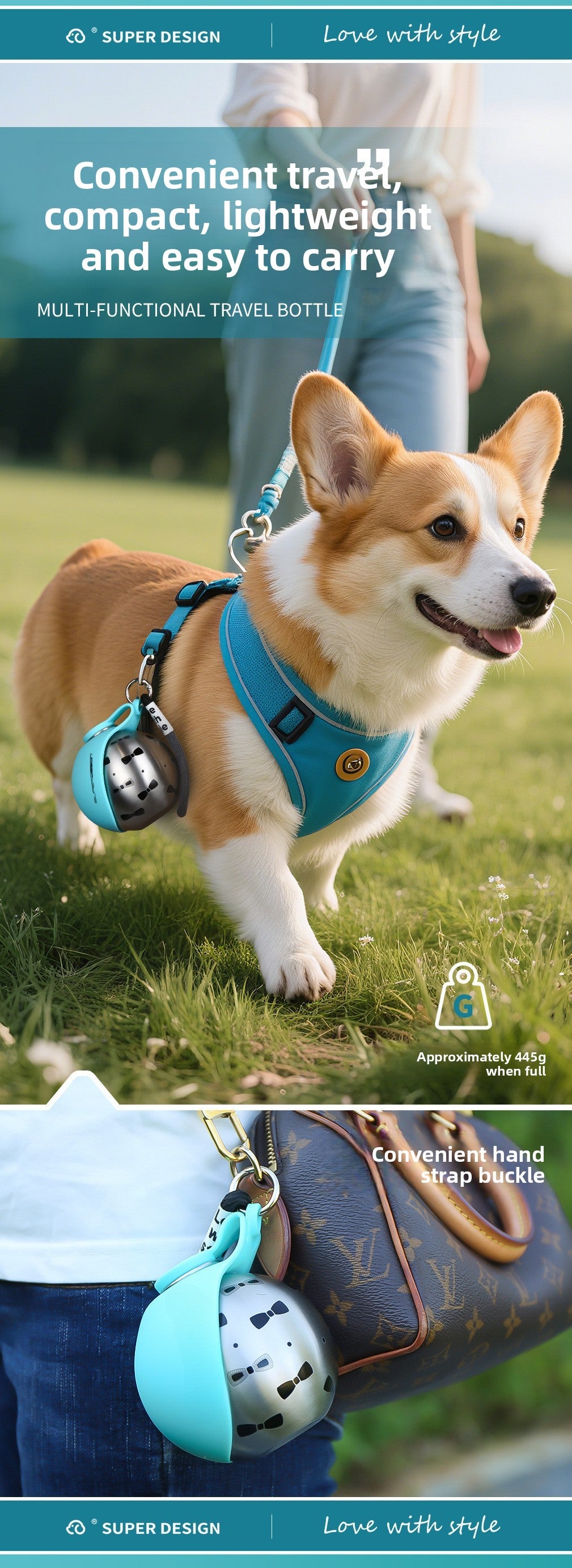 Portable Stainless Steel Pet Travel Water Bottle