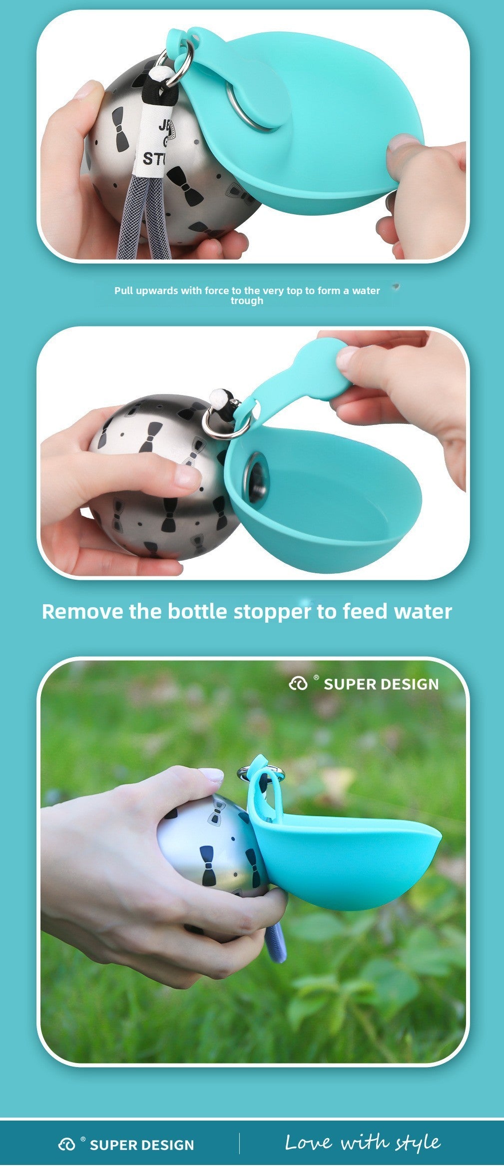 Portable Stainless Steel Pet Travel Water Bottle