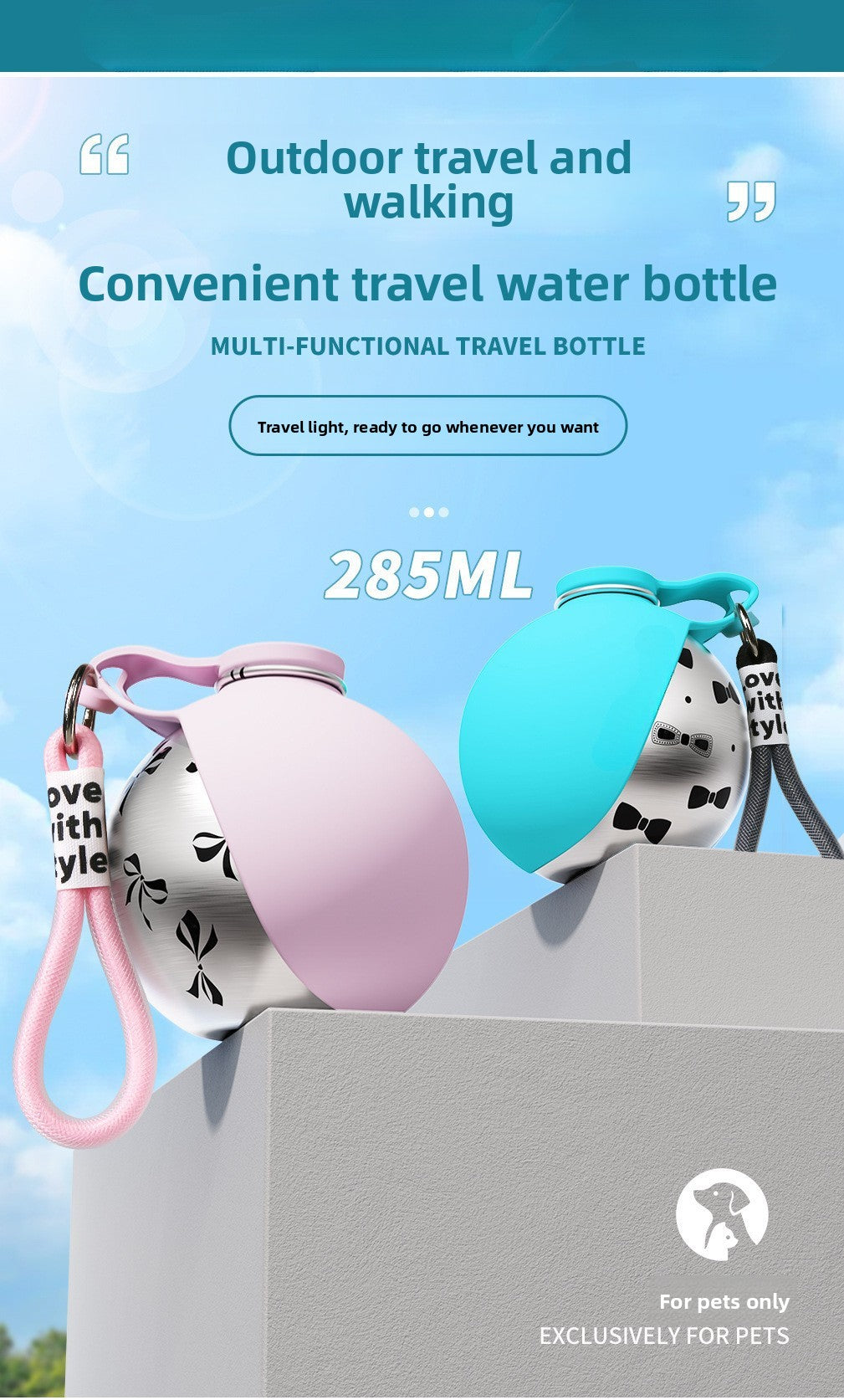 Portable Stainless Steel Pet Travel Water Bottle